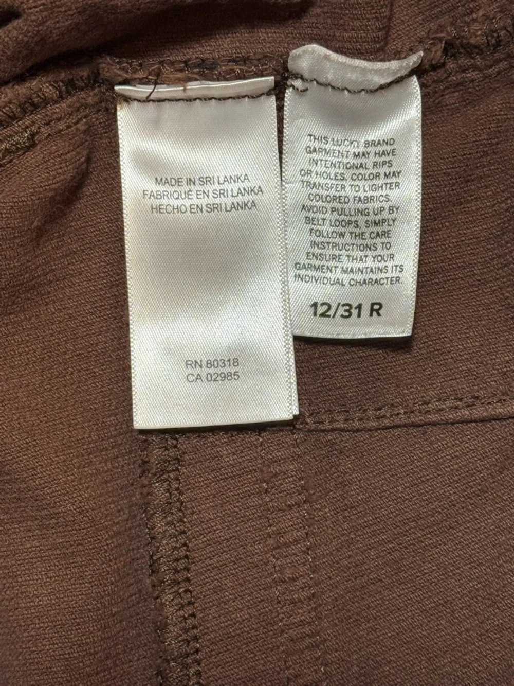 Lucky Brand Stevie High Rise Corduroy Flare Pants Brown Women’s Sz 12/31R - Picture 8 of 14